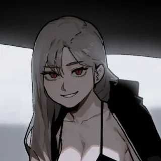 ⛓ アニメ, 女性, ニヤリ, キャラクター telegram sticker