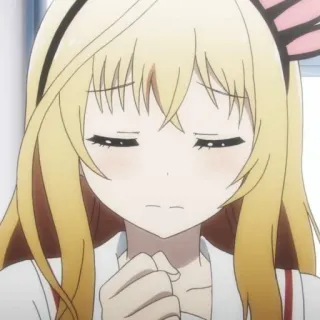 🙀 animé, fille, cheveux blonds, triste, mignon, dessin animé whatsapp sticker