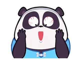 🐼 Panda, Dibujo animado, Animal, Impactado, Emocionado, Asustado, Sorprendido whatsapp sticker