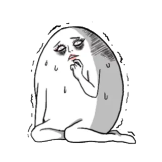 😰 Cartoon, Traurig, Besorgt, Stress, Sitzend, Figur whatsapp sticker