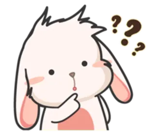 ⚪️ coniglio, coniglietto, domanda, pensando, confuso, cartone animato telegram sticker