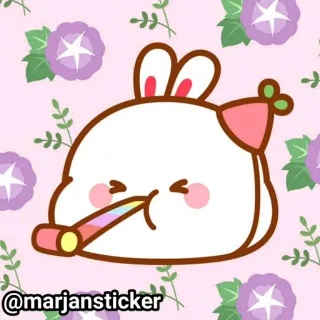 ❤️ @marjansticker милый, мультик, кролик, каваий, вечеринка, праздник, наклейка telegram sticker