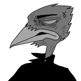 😡 uccello, arrabbiato, cartone animato, personaggio, bianco e nero telegram sticker