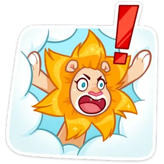 ❗️ 狮子, 卡通, 警报, 生气, 动物, 可爱, 贴纸 telegram sticker