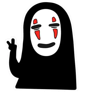 ✌️ No-Face Spirited Away sem rosto, A Viagem de Chihiro, Studio Ghibli, personagem, sinal de paz, anime telegram sticker