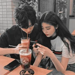 🧃 couple, boire, café, gens, jeune telegram sticker