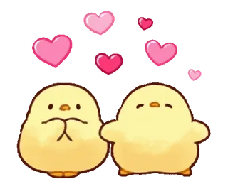 🥺 poussin, oiseaux, amour, mignon, kawaii, coeurs telegram sticker