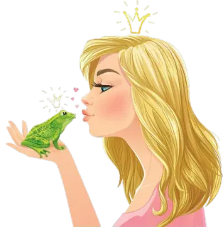 😘 принцесса, лягушка, поцелуй, фэнтези, корона, сказка telegram sticker