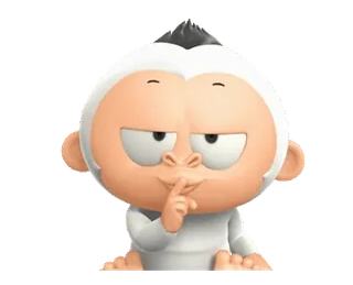 🤫 monkey, shhh, silent, cute, cartoon, animal whatsapp sticker