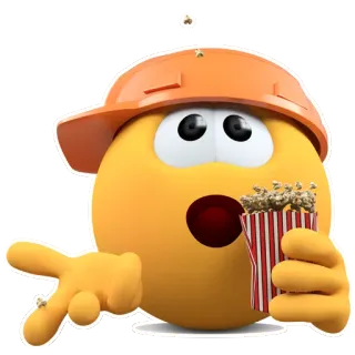 🍟 อีโมจิ, กำลังดู, ป๊อปคอร์น, ก่อสร้าง, หมวกกันน็อก telegram sticker
