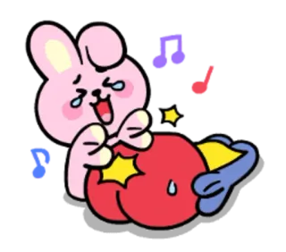 🥁 Cooky Cooky, BT21, coelho, fofo, desenho animado, personagem, alegre telegram sticker