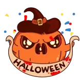 🥳 HALLOWEEN Halloween, zucca, spaventoso, cappello da strega telegram sticker