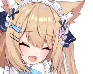 😆 Anime, Manga, Kawaii, Carino, Ragazza, Illustrazione, Orecchie da gatto, Maid, Cartone animato telegram sticker