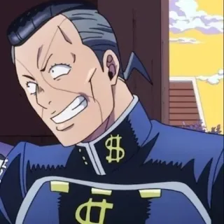 😏 Okuyasu Nijimura JoJo's Bizarre Adventure 애니메이션, 만화, 죠죠의 기묘한 모험, 오쿠야스, 캐릭터 telegram sticker