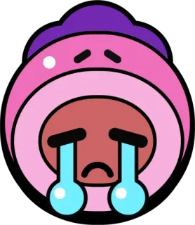 😔 triste, piangere, lacrime, emozionale, rosa, cartone animato whatsapp sticker