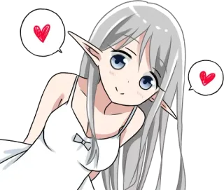 🙂 Anime, Elf, Kawaii, Słodkie, Serce, Kobieta, Dziewczyna telegram sticker