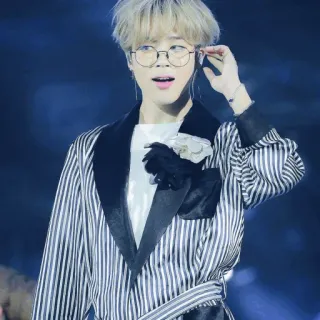 〰 Jimin K-pop, singer, celebrity, portrait, male, glasses telegram sticker