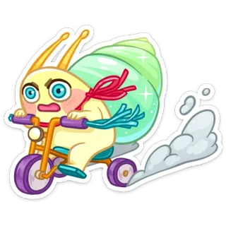 🏍 siput, sepeda roda tiga, kartun, binatang, lucu, kocak, kecepatan, kawaii whatsapp sticker