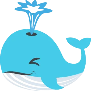 🐳 whale, blue, sea animal, cartoon, water spout, cute, ocean telegram sticker