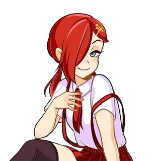 🥰 Anime, Fille, Communiste, Soviétique, Marteau, Faucille, Rouge, Écolière whatsapp sticker