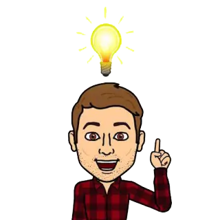 💡 ý tưởng, bóng đèn, hoạt hình, bitmoji, người đàn ông, suy nghĩ whatsapp sticker