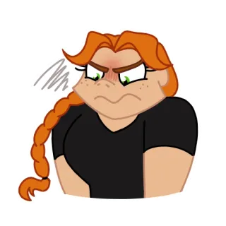 😡 arrabbiata, rossa, treccia, cartone animato, donna, seccata telegram sticker