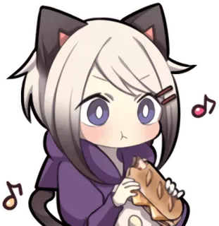 🌭 fille chat, sandwich, animé, mignon, kawaii whatsapp sticker