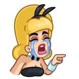 😭 piangere, arrabbiato, cartone animato, bionda, orecchie da coniglio, donna, arrabbiato telegram sticker