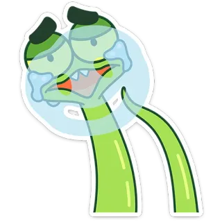 😮‍💨 卡通, 角色, 悲伤, 哭泣, 绿色, 难过 whatsapp sticker