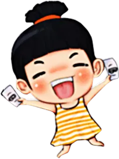 💃 Cartoon, Fröhlich, Mädchen, Freudig, Niedlich, Lächeln telegram sticker