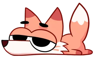 🫠 fox, animal, cartoon, lazy, cute telegram sticker