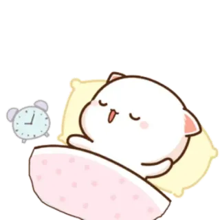 💟 kot, śpiący, budzik, słodki, kreskówka telegram sticker