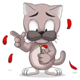 🌸 猫, 漫画, 花, 悲しい, かわいい, 花びら telegram sticker