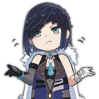 🤷‍♂ Yelan Genshin Impact Anime, Gra wideo, Chibi, Postać, Yelan, Genshin Impact telegram sticker