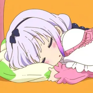 🤍 Kanna Kamui Miss Kobayashi's Dragon Maid Anime, Drago, Kawaii, Dormire, Carino telegram sticker