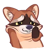 🤭 guaxinim, dedo do meio, gesto obsceno, desenho animado, emoji telegram sticker