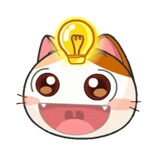 💡 แมว, หลอดไฟ, ไอเดีย, การ์ตูน, อิโมจิ, คาวาอิ, น่ารัก telegram sticker