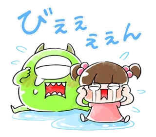 🐰 ぴええええん 울음, 슬픈, 애니메이션, 만화, 괴물, 소녀, 눈물 telegram sticker