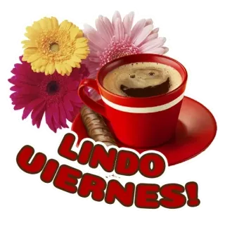 😶 LINDO VIERNES! flores, café, sexta-feira, manhã, saudação telegram sticker