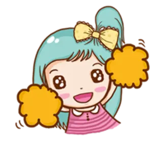 👯 Cheerleader, Cartoon, Mädchen, Pompons, Süß, Anime telegram sticker