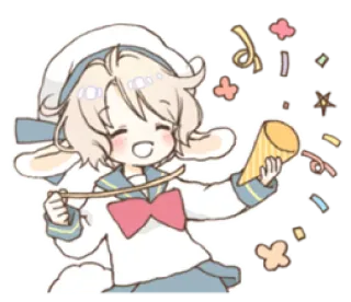 🌬 mono, confeti, conejo, anime, celebración whatsapp sticker