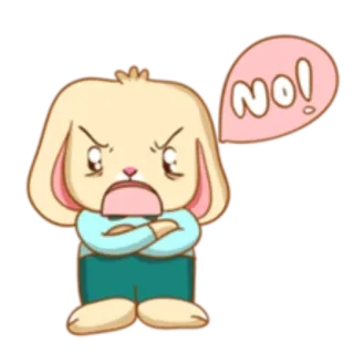 😞 NO! coelho, zangado, protesto, desacordo, negativo telegram sticker