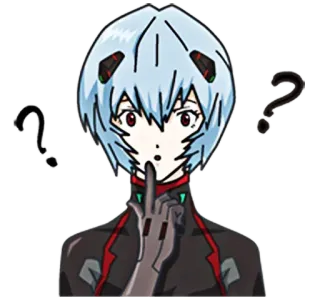 😯 Rei Ayanami Neon Genesis Evangelion anime, question, rei ayanami, neon genesis evangelion, thinking, confused, character telegram sticker