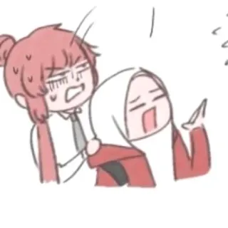 💬 Cartone animato, Anime, Donna, Foulard, Illustrazione, Emozionale, Interazione, Disagio whatsapp sticker