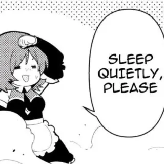 🙂 SLEEP QUIETLY, PLEASE sono, silêncio, empregada, anime, mangá telegram sticker