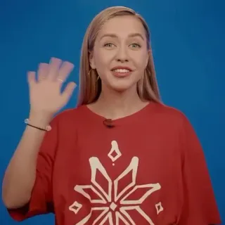 👋 phụ nữ, tóc vàng, vẫy tay, chào hỏi, chân dung telegram sticker