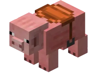 🐽 Minecraft minecraft, pig, saddle, animal, video game, pixel art telegram sticker