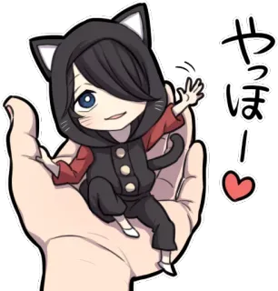 ✋ やっほ kucing, anime, kawaii, imut, chibi, salam, halo telegram sticker