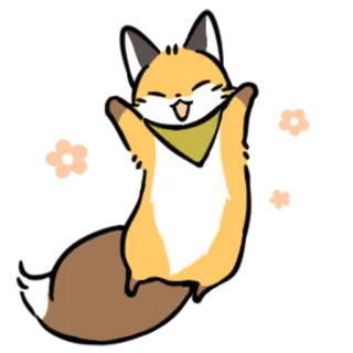 😛 キツネ, 動物, 可愛い, かわいい, マンガ, オレンジ, イラスト whatsapp sticker