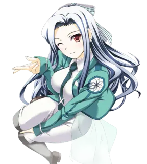 😏 Anime, garota, cabelo longo, piscadela, cabelo branco, estudante, uniforme telegram sticker